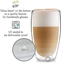 Klarstein Verres Carajillo Set De 2 à Double Paroi Thermogläser 450 Ml - à La Main - Fait De La Chaleur Et Résistant Au Froid Verre De Borosilicate -Chauffe Soldes 1156x1200