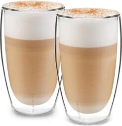 Klarstein Verres Carajillo Set De 2 à Double Paroi Thermogläser 450 Ml - à La Main - Fait De La Chaleur Et Résistant Au Froid Verre De Borosilicate