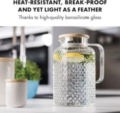 Pichet à Eau Klarstein Livenza - Carafe - Pichet - Pichet à Sangria - Verre Borosilicaté - Passoire En Acier Inoxydable - Couvercle En Chêne - Poignée 11 Pichet à Eau Klarstein Livenza - Carafe - Pichet - Pichet à Sangria - Verre Borosilicaté - Passoire En Acier Inoxydable - Couvercle En Chêne - Poignée -Chauffe Soldes 1200x1133