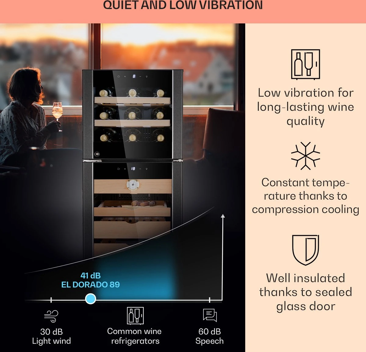 Cave à Cigares Et Cave à Vin El Dorado 89 Touch 89 Litres LED 11 Cave à Cigares Et Cave à Vin El Dorado 89 Touch 89 Litres LED - Image 9