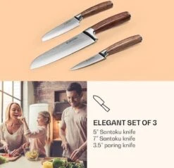 Set De Couteaux Klarstein Kishiko - 3 Pièces Avec étui - 3 Couteaux De Cuisine - Acier Damas - Extra Tranchant - Manches En Bois De Rose -Chauffe Soldes 1200x1162 2