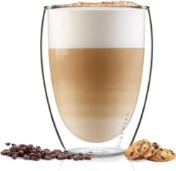 Verrerie Klarstein Jesolo Set De 4 Verres Thermo Double Paroi 350 Ml - Verre Borosilicaté Fait à La Main - Pas De Condensation Grâce à L'effet Thermique -Chauffe Soldes 1200x1165