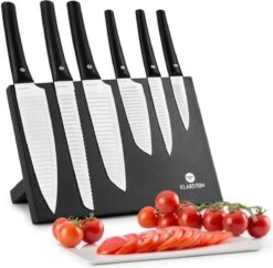 Ensemble De Couteaux Kissaki De Haute Qualité Avec Bloc Magnétique, Revêtement Antiadhésif En Céramique / Revêtement Antiadhésif, Lames Extrêmement Tranchantes En Forme Ondulée