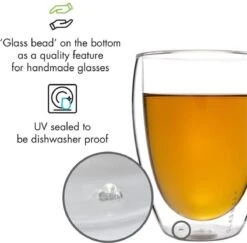 Verrerie Klarstein Jesolo Set De 4 Verres Thermo Double Paroi 350 Ml - Verre Borosilicaté Fait à La Main - Pas De Condensation Grâce à L'effet Thermique -Chauffe Soldes 1200x1179 1