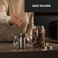 Klarstein Verrerie Théière Sencha 0, 65 Litres / 2-3 Tasses - Boîte En Verre Borosilicaté (30 ° C> 120 ° C) - Couvercle En Acier Inoxydable Avec Bouton En Bois -Chauffe Soldes 1200x1200 100