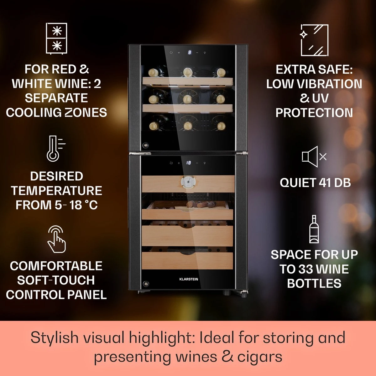 Cave à Cigares Et Cave à Vin El Dorado 89 Touch 89 Litres LED 5 Cave à Cigares Et Cave à Vin El Dorado 89 Touch 89 Litres LED - Image 3