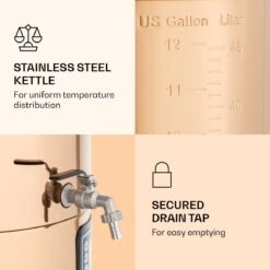 Installation De Brassage De Bière Mundschenk XXL Bouilloire à Purée 3000 W 50 L Acier Inoxydable 304 -Chauffe Soldes 1200x1200 116