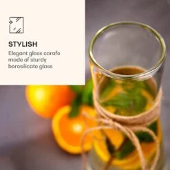 Carafe En Verres Klarstein Bambuswald Avec Couvercle En Bambou - Carafe à Eau 1 L - Bouteille - Verre Borosilicaté - Bande Décorative Avec Poignée -Chauffe Soldes 1200x1200 18