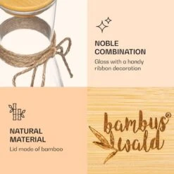 Carafe En Verres Klarstein Bambuswald Avec Couvercle En Bambou - Carafe à Eau 1 L - Bouteille - Verre Borosilicaté - Bande Décorative Avec Poignée -Chauffe Soldes 1200x1200 19