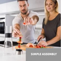 Verrerie Klarstein Sile 1 Litre En Verre Borosilicaté - Brochette De Fruits Avec Bouchon - Résistant à La Chaleur Et Au Froid - Couvercle En Acier Inoxydable - Ne Contient Pas De BPA -Chauffe Soldes 1200x1200 24