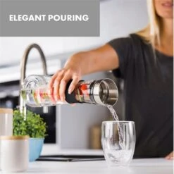 Verrerie Klarstein Sile 1 Litre En Verre Borosilicaté - Brochette De Fruits Avec Bouchon - Résistant à La Chaleur Et Au Froid - Couvercle En Acier Inoxydable - Ne Contient Pas De BPA -Chauffe Soldes 1200x1200 25