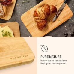 Planches De Petit-déjeuner Klarstein 22 X 14 Cm - Planches à Découper - Planches De Service - Planches à Pain - Lot De 6 - 100 % Bambou - Hygiénique - Résistant à L'humidité -Chauffe Soldes 1200x1200 41
