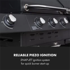 Klarstein Kingsville Double - Combi Fumoir à Charbon & Barbecue à Gaz 13,5kW - 3+1 Brûleurs - 2 Surfaces De Barbecue En Fonte -Chauffe Soldes 1200x1200 50