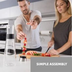 Verrerie Klarstein Sile L Verre Borosilicaté 1,6 Litre - Brochette De Fruits Avec Bouchon - Résistant à La Chaleur Et Au Froid - Couvercle En Acier Inoxydable - Ne Contient Pas De BPA -Chauffe Soldes 1200x1200 95