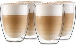 Verrerie Klarstein Jesolo Set De 4 Verres Thermo Double Paroi 350 Ml - Verre Borosilicaté Fait à La Main - Pas De Condensation Grâce à L'effet Thermique