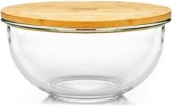 Bol De Service En Verres Klarstein Avec Couvercle En Bamboe - Sans BPA Ni Mélamine - Va Au Lave-vaisselle - Polyvalent