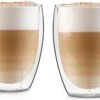 Verrerie Klarstein Jesolo Set De 2 Verres Thermo Double Paroi 350 Ml - Verre Borosilicate Fait Main - Sans Condensation Grâce à L'effet Thermique -Chauffe Soldes 1200x800