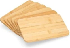 Planches De Petit-déjeuner Klarstein 22 X 14 Cm - Planches à Découper - Planches De Service - Planches à Pain - Lot De 6 - 100 % Bambou - Hygiénique - Résistant à L'humidité