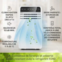 Klarstein Climatiseur Mobile Silencieux, Smart Climatiseur 4 En 1, Mode Nuit, Déshumidificateur, Ventilateur, Mini Climatisation à Faible Conso, Evacuation, Clim Portable De 9000 BTU, Climatiseurs -Chauffe Soldes 12605215 3