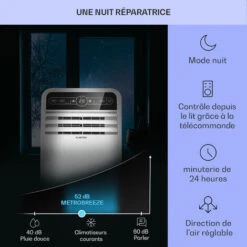 Klarstein Climatiseur Mobile Silencieux, Smart Climatiseur 4 En 1, Mode Nuit, Déshumidificateur, Ventilateur, Mini Climatisation à Faible Conso, Evacuation, Clim Portable De 9000 BTU, Climatiseurs -Chauffe Soldes 12605215 4