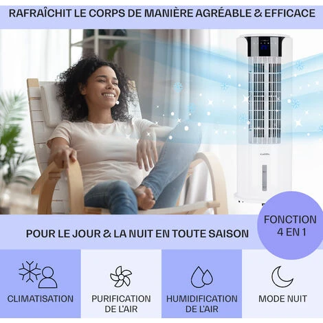 Klarstein Rafraichisseur D'Air 4 En 1, Climatiseur Portable, Humidificateur, Ventilateur, Climatiseur Mobile Sans Évacuation, Silencieux, Pack Glacon, Réservoir 3.5L, 60W, Puissant Débit D'Air 486m³/h 4 Klarstein Rafraichisseur D'Air 4 En 1, Climatiseur Portable, Humidificateur, Ventilateur, Climatiseur Mobile Sans Évacuation, Silencieux, Pack Glacon, Réservoir 3.5L, 60W, Puissant Débit D'Air 486m³/h - Image 2