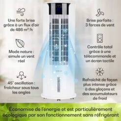Klarstein Rafraichisseur D'Air 4 En 1, Climatiseur Portable, Humidificateur, Ventilateur, Climatiseur Mobile Sans Évacuation, Silencieux, Pack Glacon, Réservoir 3.5L, 60W, Puissant Débit D'Air 486m³/h 9 Klarstein Rafraichisseur D'Air 4 En 1, Climatiseur Portable, Humidificateur, Ventilateur, Climatiseur Mobile Sans Évacuation, Silencieux, Pack Glacon, Réservoir 3.5L, 60W, Puissant Débit D'Air 486m³/h -Chauffe Soldes 12605261 3