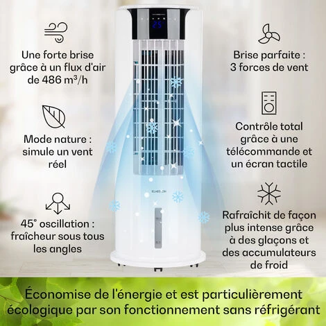 Klarstein Rafraichisseur D'Air 4 En 1, Climatiseur Portable, Humidificateur, Ventilateur, Climatiseur Mobile Sans Évacuation, Silencieux, Pack Glacon, Réservoir 3.5L, 60W, Puissant Débit D'Air 486m³/h 5 Klarstein Rafraichisseur D'Air 4 En 1, Climatiseur Portable, Humidificateur, Ventilateur, Climatiseur Mobile Sans Évacuation, Silencieux, Pack Glacon, Réservoir 3.5L, 60W, Puissant Débit D'Air 486m³/h - Image 3