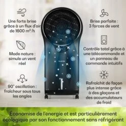 Klarstein Climatiseur Mobile 3 En 1, Climatiseur Portable Avec Humidificateur, Ventilateur, Climatiseur Mobile Sans Évacuation, 2 Pack Glacons, Minuterie, 3 Modes, 90W, Puissant Débit D'Air 1600m³/h -Chauffe Soldes 12605279 3