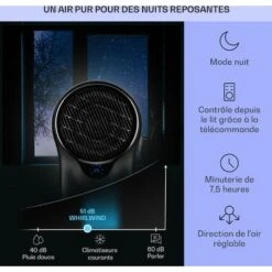 Klarstein Climatiseur Mobile 3 En 1, Climatiseur Portable Avec Humidificateur, Ventilateur, Climatiseur Mobile Sans Évacuation, 2 Pack Glacons, Minuterie, 3 Modes, 90W, Puissant Débit D'Air 1600m³/h -Chauffe Soldes 12605279 4