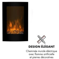 Lausanne Vertical Cheminée électrique 1000 Ou 2000 Watts Verre Télécommande Variateur D'intensité -Chauffe Soldes 12991151 3