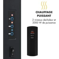 Lausanne Vertical Cheminée électrique 1000 Ou 2000 Watts Verre Télécommande Variateur D'intensité -Chauffe Soldes 12991151 4