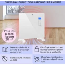 Norderney Chauffage à Convection Thermostat Minuterie 1000W - Blanc -Chauffe Soldes 12991478 4