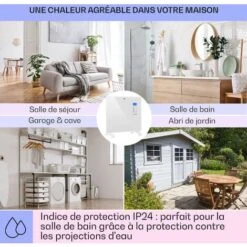 Norderney Chauffage à Convection Thermostat Minuterie 1000W - Blanc -Chauffe Soldes 12991478 5