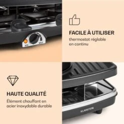 Entrecote Grill Raclette Fondue 1100W 8 Personnes -Chauffe Soldes 12991965 4