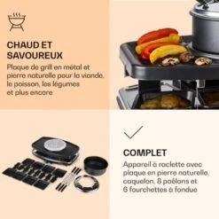 Entrecote Grill Raclette Fondue 1100W 8 Personnes -Chauffe Soldes 12991965 5