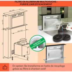 Royal Flush Hotte Aspiranteà Courant Descendant 430 M³/h60 Cm -Chauffe Soldes 12992195 5