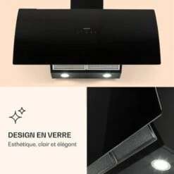Annabelle 90 Hotte Aspirante En Verre 595 M³/h Panneau Tactile Noir -Chauffe Soldes 12992310 3