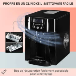 Ice Volcano 2G Machine à Glaçons LED 12 Kg En 24 H 2L 6-10 Min Noir -Chauffe Soldes 13732930 5