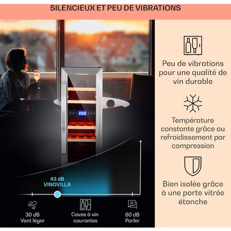 Vinovilla 17 Cave à Vin à Deux Zones Duo Encastrable 53 L 17 Bouteilles 3 Couleurs Porte Vitrée 5 Vinovilla 17 Cave à Vin à Deux Zones Duo Encastrable 53 L 17 Bouteilles 3 Couleurs Porte Vitrée - Image 4