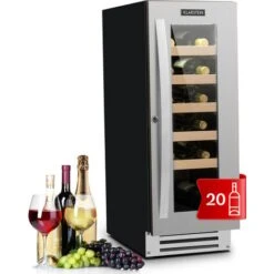 Vinovilla 20 Cave à Vin Encastrable 50L / 20 Bouteilles Porte Vitrée En Acier Inoxydable