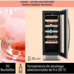 Vinovilla 20 Cave à Vin Encastrable 50L / 20 Bouteilles Porte Vitrée En Acier Inoxydable -Chauffe Soldes 13733105 3