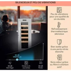 Vinovilla 20 Cave à Vin Encastrable 50L / 20 Bouteilles Porte Vitrée En Acier Inoxydable -Chauffe Soldes 13733105 4