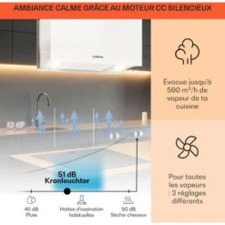 Kronleuchter L Hotte îlot Aspirante 60cm 590 M³/h LED Classe A - Blanc -Chauffe Soldes 13733429 3