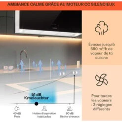 Kronleuchter XL Hotte îlot 90cm Recyclage D'air 590 M³/h Classe A - No -Chauffe Soldes 13733432 3