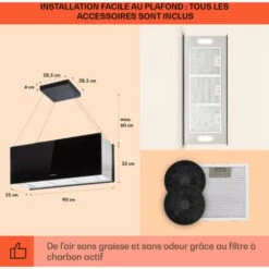 Kronleuchter XL Hotte îlot 90cm Recyclage D'air 590 M³/h Classe A - No -Chauffe Soldes 13733432 5