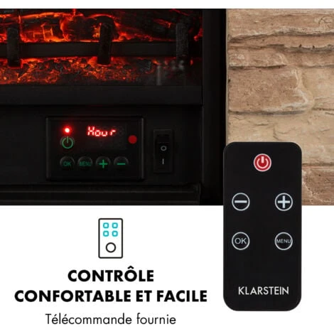 Kaprun Cheminée électrique 1800W Décor Pierre Polystone Télécommande 6 Kaprun Cheminée électrique 1800W Décor Pierre Polystone Télécommande - Image 4