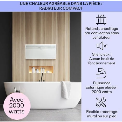 Hot Spot Slimcurve Chauffage 80x40 Cm 40 M² 2000 W 5-40 °C IP24 Blanc 4 Hot Spot Slimcurve Chauffage 80x40 Cm 40 M² 2000 W 5-40 °C IP24 Blanc - Image 2