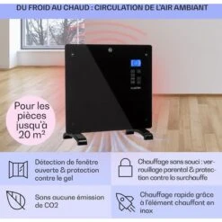 Norderney Chauffage à Convection Thermostat Minuterie 1000W 20 M² Noir 9 Norderney Chauffage à Convection Thermostat Minuterie 1000W 20 M² Noir -Chauffe Soldes 14238905 4