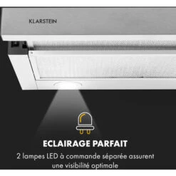 Viola Hotte Murale Aspirante 60 Cm 612m³ / H Classe A Inox Argent -Chauffe Soldes 20110797 5