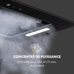 Hektor Eco Hotte Encastrée 52cm 566 M³/h Moteur 200W Classe B Noir -Chauffe Soldes 20110800 3